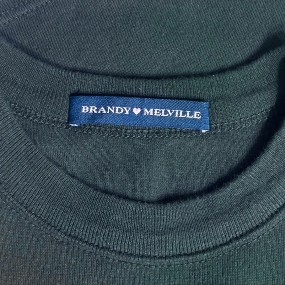 BRANDY MELVILLE Dark Green Cotton Cropped Shirt One Size - Picture 6 of 10